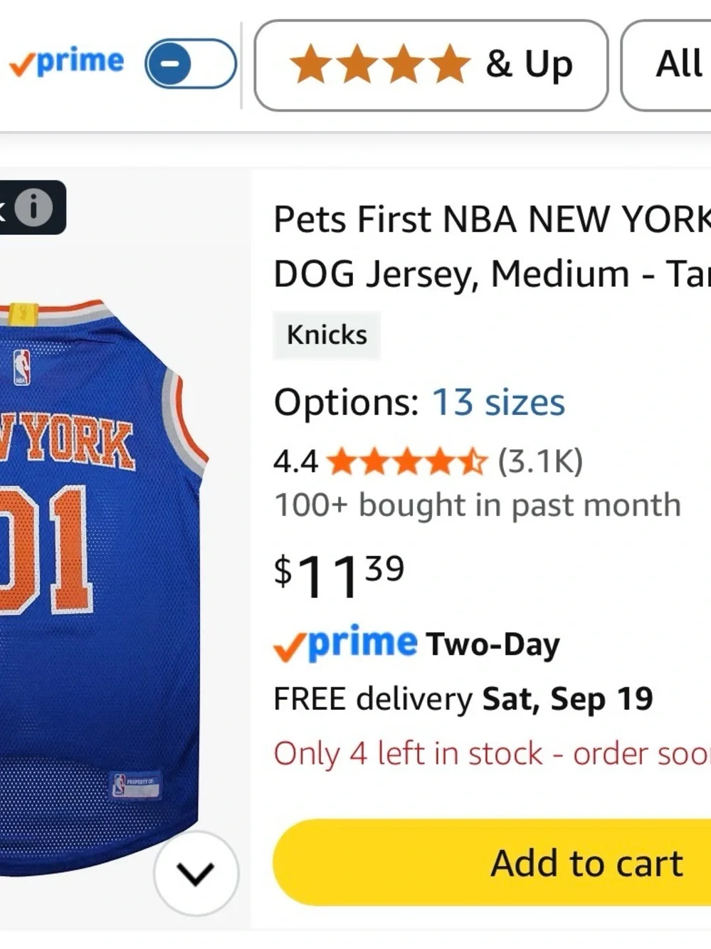 NBA New York Knicks Dog Basketball Jersey Top